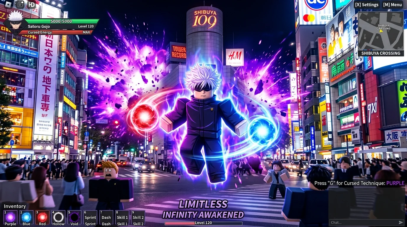 Roblox Jujutsu Infinite Limitless Infinity Hollow Purple Technique Awakening in Shibuya